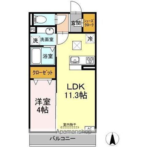 パーチェGINANⅢ(1LDK/1階)の間取り写真