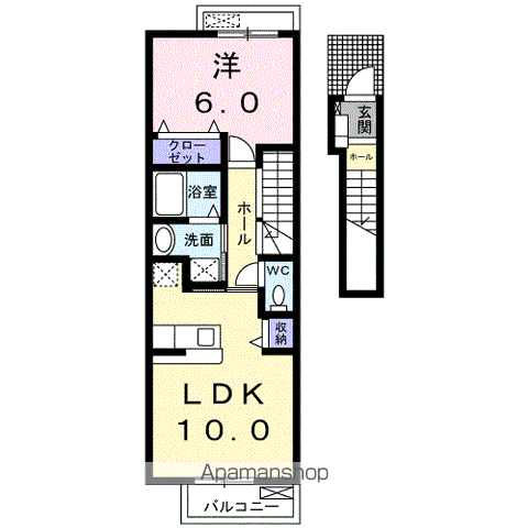 プリムローズS(1LDK/2階)の間取り写真