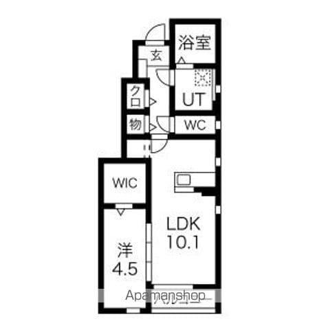 アンソレイエII(1LDK/1階)の間取り写真