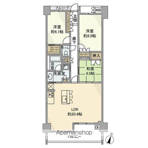 プレミスト東山公園(3LDK/3階)の間取り写真