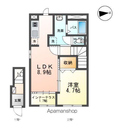 アラ・ミゾン(1LDK/2階)の間取り写真