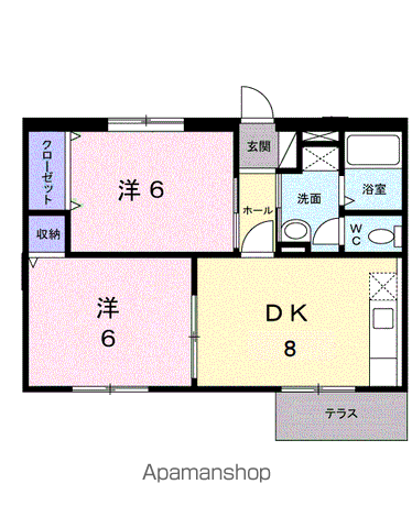 アーバン不知火V(2DK/1階)の間取り写真