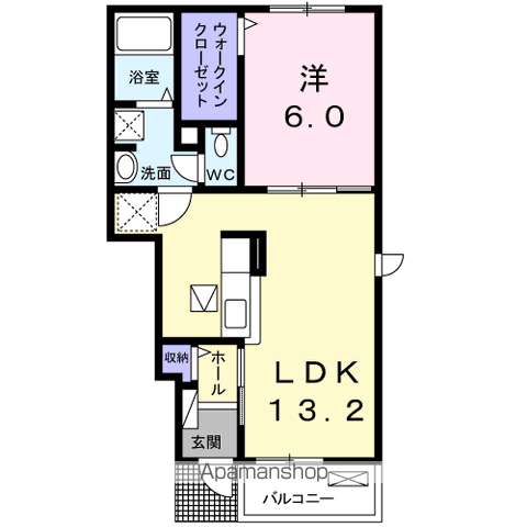 エレガンシア・デーアYⅡ(1LDK/1階)の間取り写真