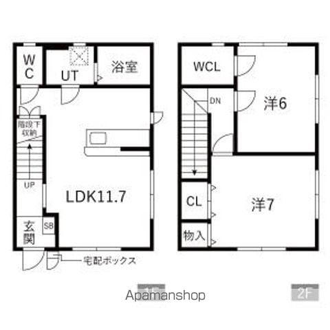 メゾンドルポ(2LDK/地下階)の間取り写真