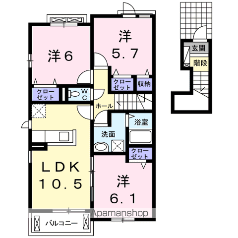 レスペランス2(3LDK/2階)の間取り写真
