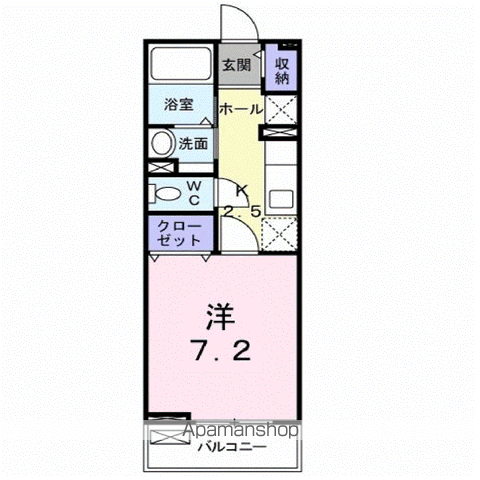 リベラシオンⅢB(1K/2階)の間取り写真