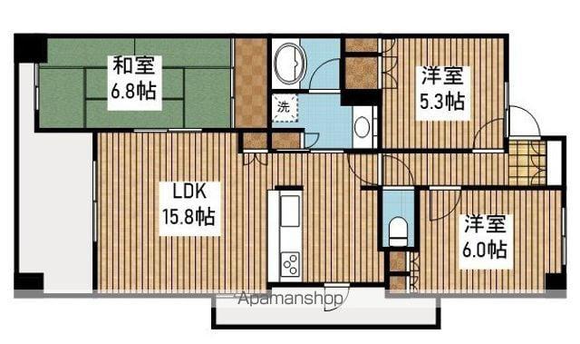 サーパスシティ堀之内中央(3LDK/11階)の間取り写真