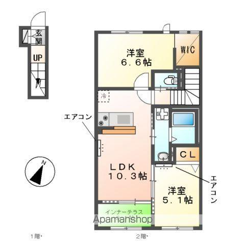 ルボワ LE BOIS(2LDK/2階)の間取り写真