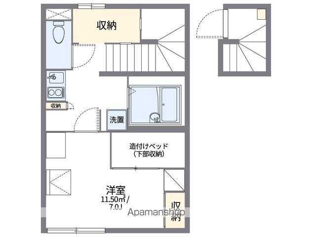 レオパレス実の留(1K/2階)の間取り写真