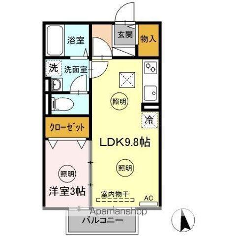 クリエガーデン(1LDK/1階)の間取り写真