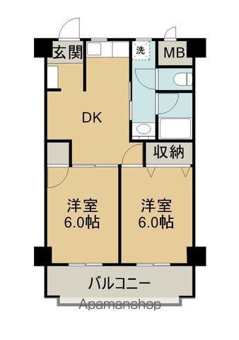 ラヴィル川原(2DK/5階)の間取り写真