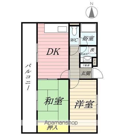 サンドウェルあきる野(2DK/3階)の間取り写真