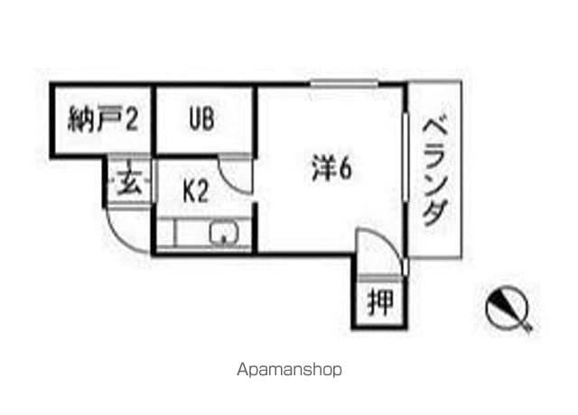 シャンポール(ワンルーム/2階)の間取り写真