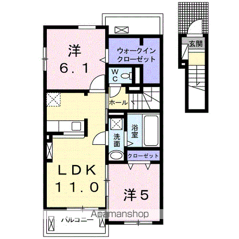 G・ブリッサ Ⅰ(2LDK/2階)の間取り写真