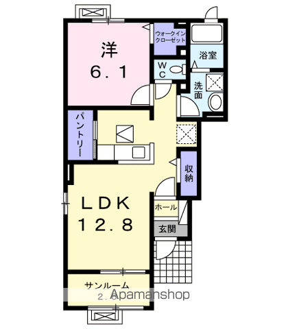 アンクラリス大釜Ⅱ(1LDK/1階)の間取り写真