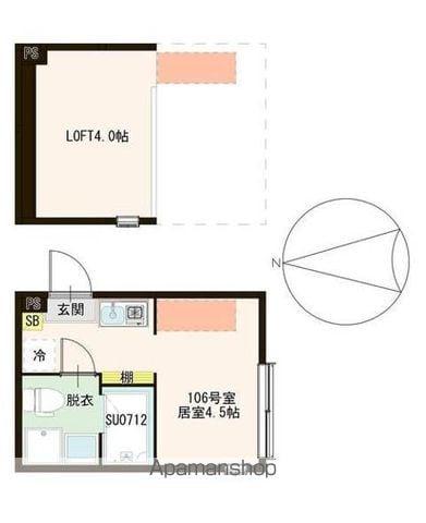 ハーモニーテラス春日町Ⅵ(ワンルーム/1階)の間取り写真