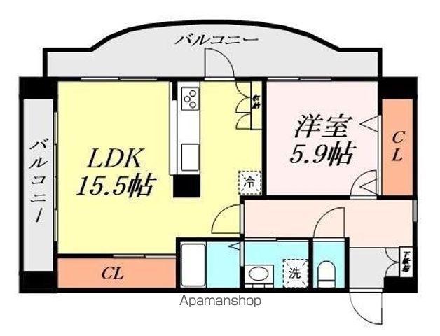 LAND VIEW 山田の杜(1LDK/7階)の間取り写真