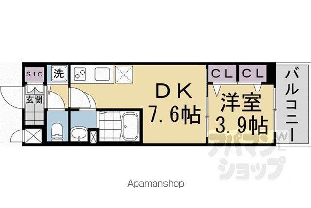 ベラジオレガシー葛野大路八条(1DK/10階)の間取り写真