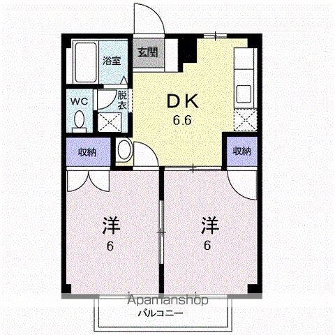 リバーシャトウ(2DK/2階)の間取り写真