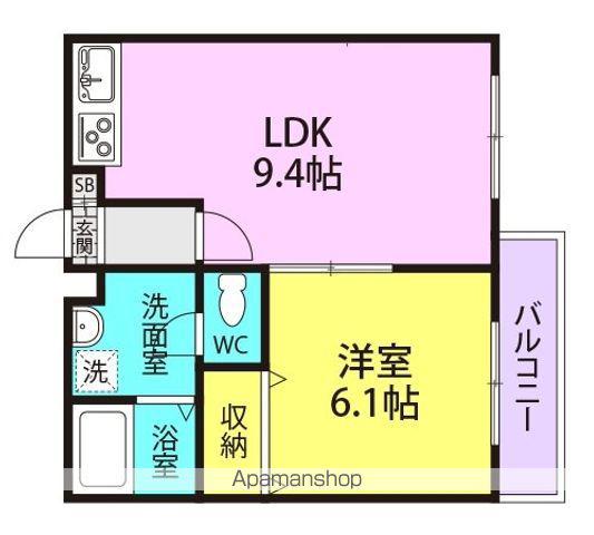 鄕ンション2(1LDK/1階)の間取り写真