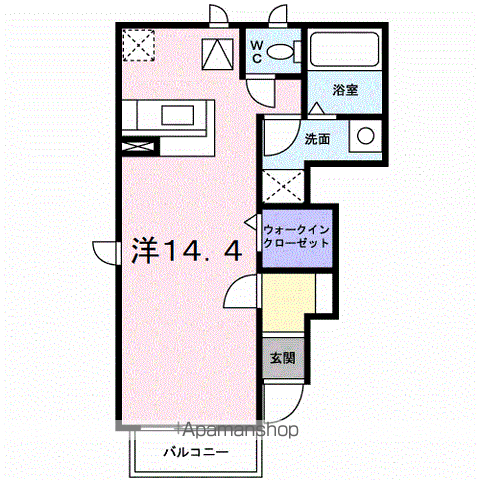 スタジオボンジュールジャン(ワンルーム/1階)の間取り写真