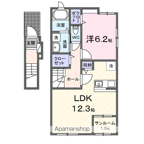 マハロB(1LDK/2階)の間取り写真