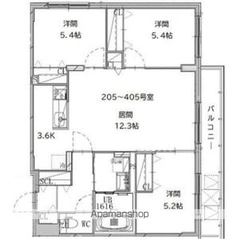 セントポーリアシュシュ(3LDK/4階)の間取り写真