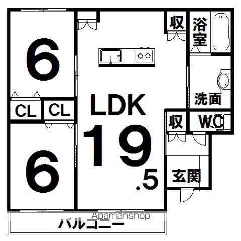 BAOBABⅢ(2LDK/1階)の間取り写真