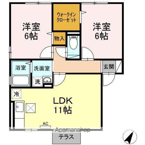 サン・セジュール(2LDK/1階)の間取り写真