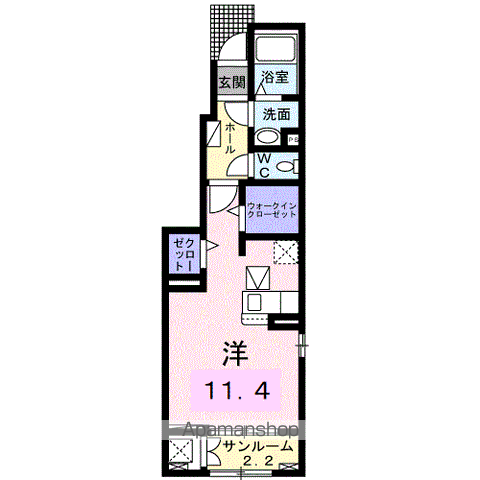 ハーベスト(ワンルーム/1階)の間取り写真