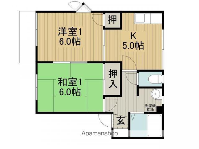 イツミハウスB棟(2K/1階)の間取り写真