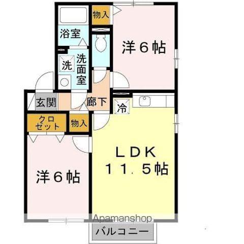 メゾン プレミール B棟(2LDK/2階)の間取り写真