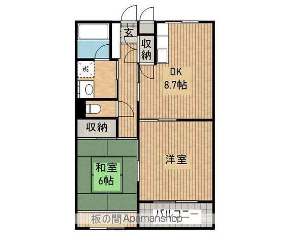 橋市夕顔瀬マンションB棟(2DK/1階)の間取り写真