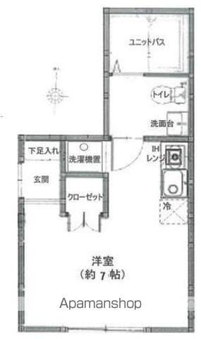 EMBELLIR新宿若葉(ワンルーム/1階)の間取り写真