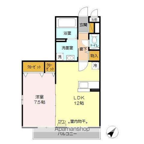 バニュルスⅣ(1LDK/3階)の間取り写真