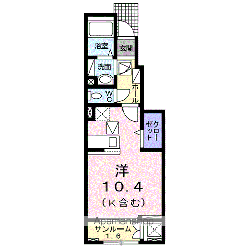 ノイ・リュミエール Ⅰ(ワンルーム/1階)の間取り写真