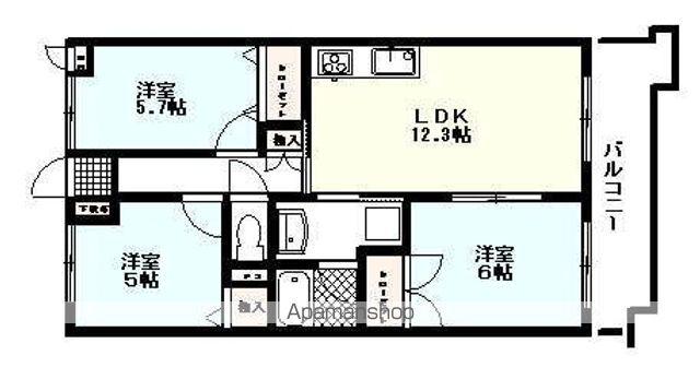 シャロワ(3LDK/4階)の間取り写真