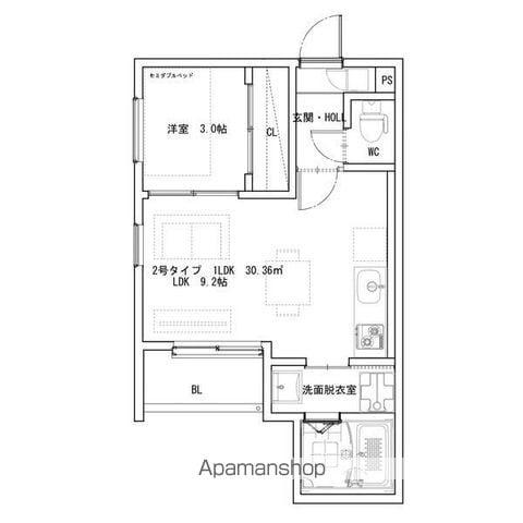 REGALEST七道A(1LDK/1階)の間取り写真