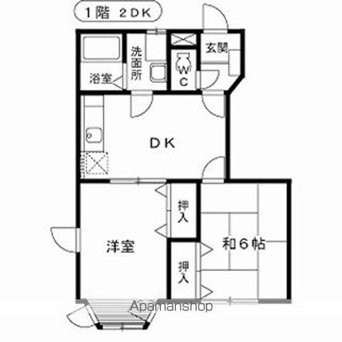 ファミールケイA(2DK/1階)の間取り写真