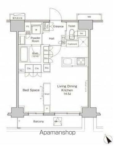 プラウドフラット渋谷富ヶ谷(ワンルーム/5階)の間取り写真