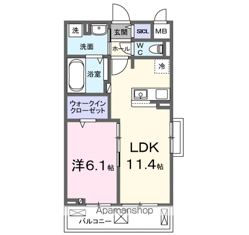 SYS大将軍(1LDK/2階)の間取り写真