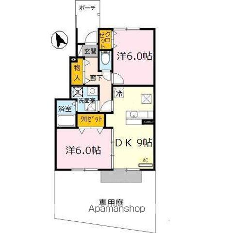 梟の杜コートA棟(2DK/1階)の間取り写真