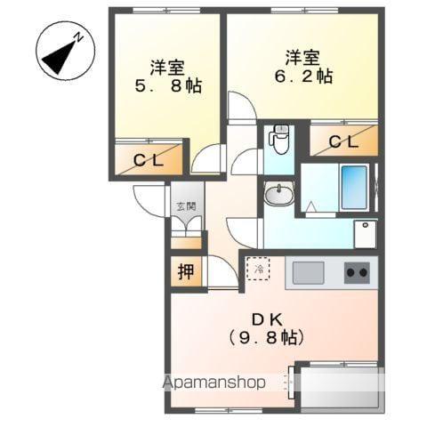 グランド・ビュ-(2DK/2階)の間取り写真