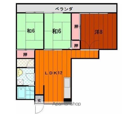 松山西ハイツ(3LDK/4階)の間取り写真