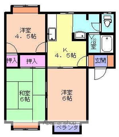 メンバーズタウン末広B棟(3DK/1階)の間取り写真