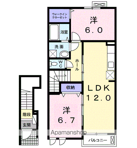 ラフレシール・メゾン・宮撝Ⅲ(2LDK/2階)の間取り写真