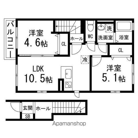 ヴィラ・ラフィネR(2LDK/2階)の間取り写真