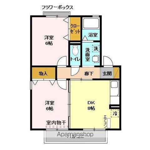 コーポ小倉B(2DK/2階)の間取り写真