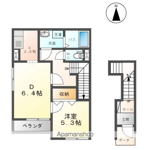 エルシオンⅡ(1LDK/2階)の間取り写真