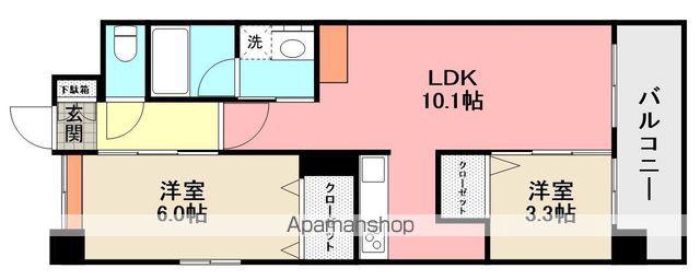 コンダクトレジデンスJINYAMA(2LDK/5階)の間取り写真